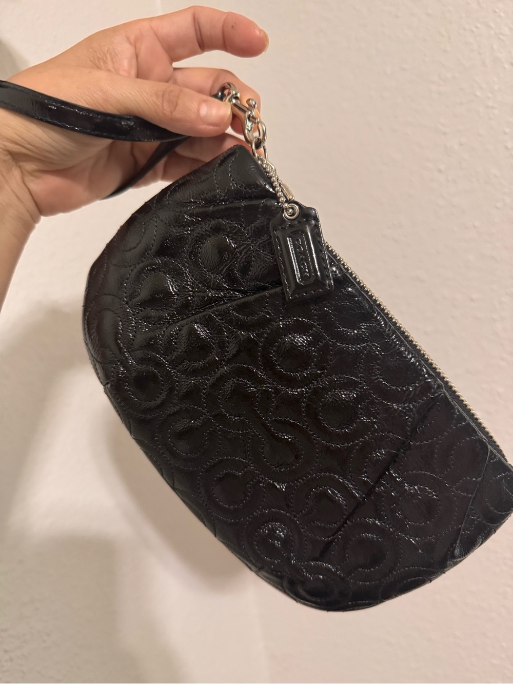 Coach Black Quilted Signature Leather Wristlet - Picture 7 of 12